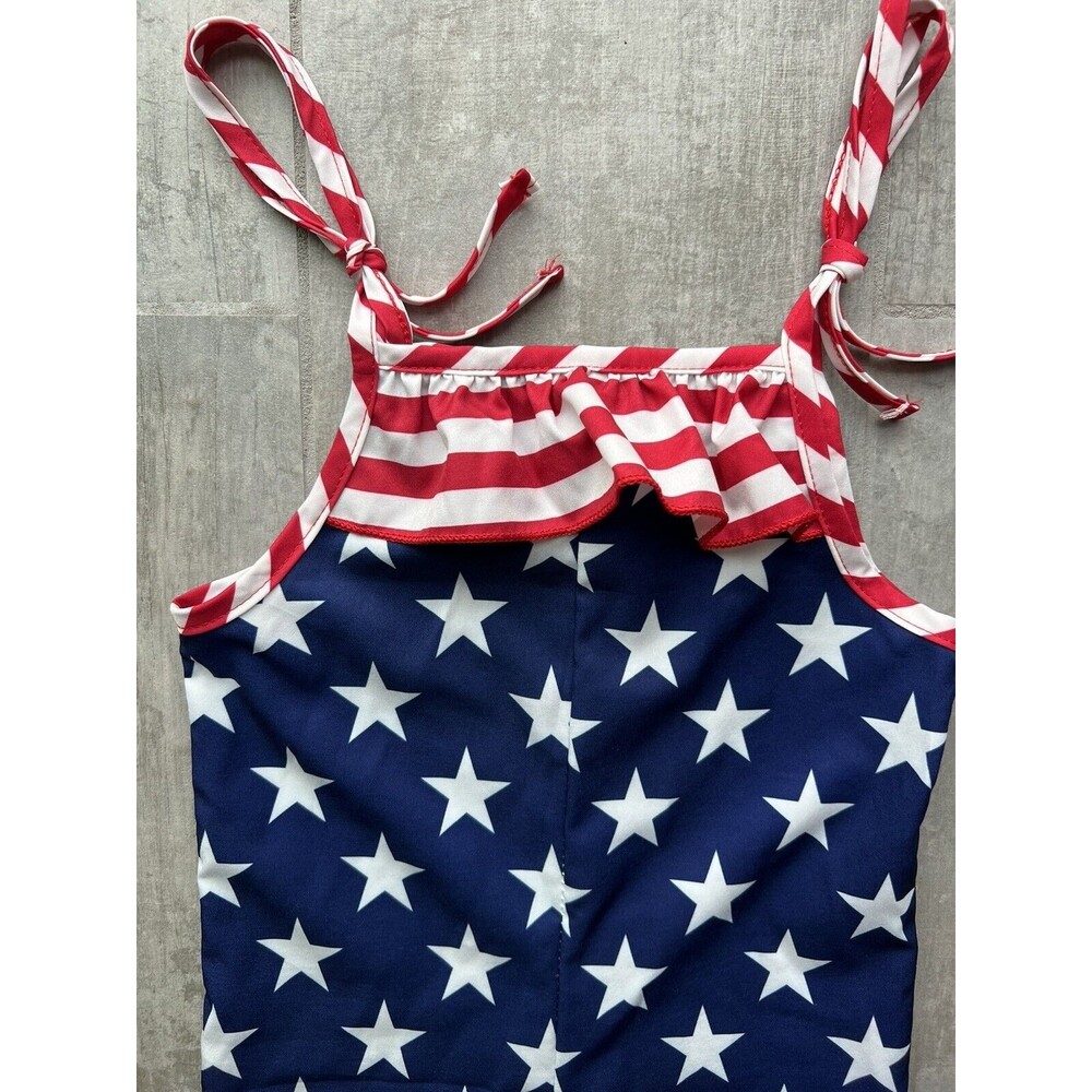 Los Angeles Boutique Toddler Girl American Flag Outfit Holiday Party Jumpsuit 3T - Picture 5 of 11